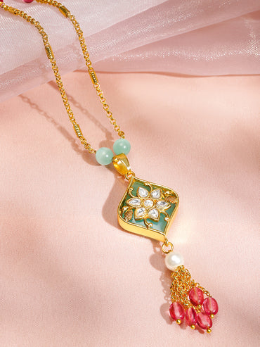 Captivating Multicolour Gold Plated Pendant Necklace