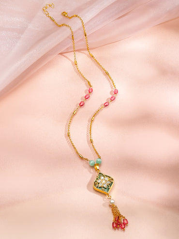 Captivating Multicolour Gold Plated Pendant Necklace