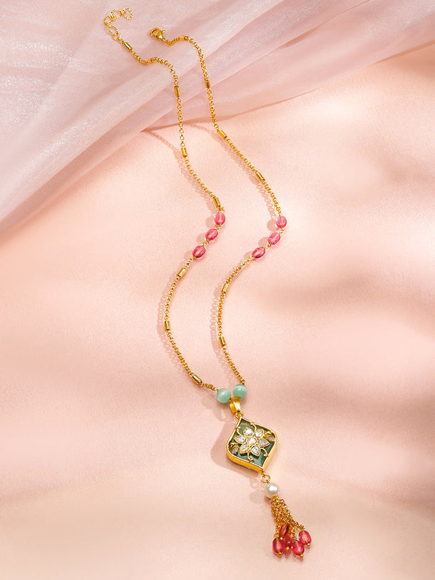 Captivating Multicolour Gold Plated Pendant Necklace