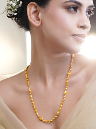 Gold Beaded Long Necklace