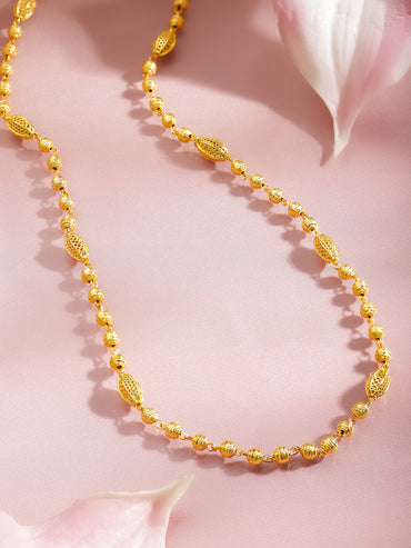 Gold Beaded Long Necklace