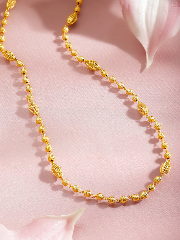 Gold Beaded Long Necklace