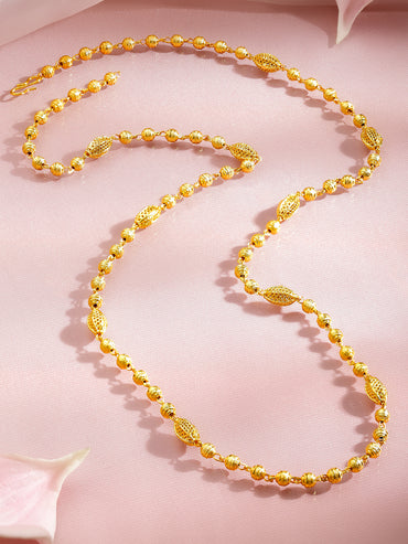 Gold Beaded Long Necklace