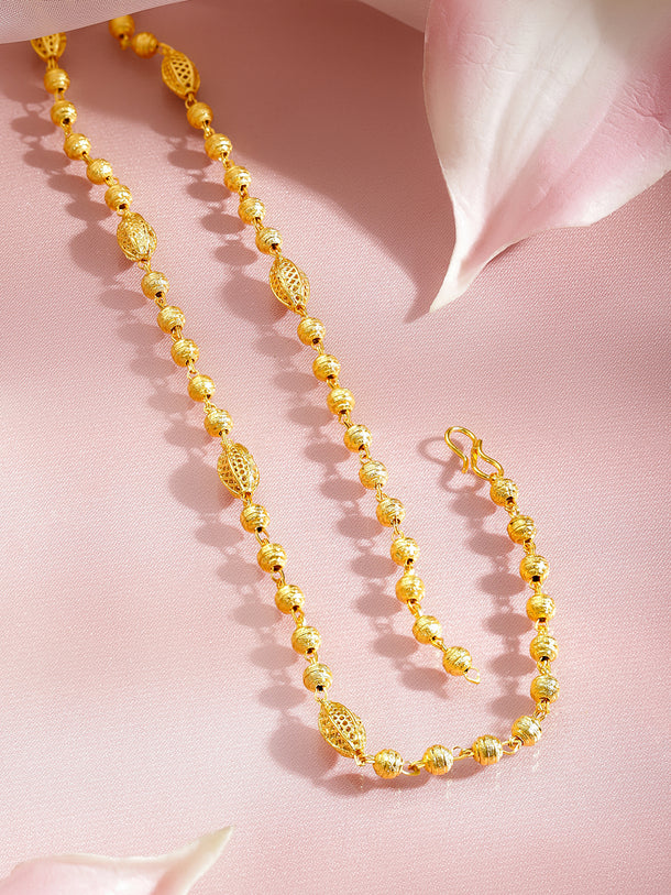 Gold Beaded Long Necklace