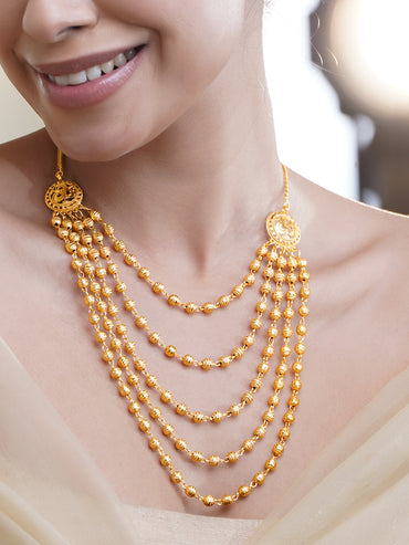 Gold Beaded Layered Necklace
