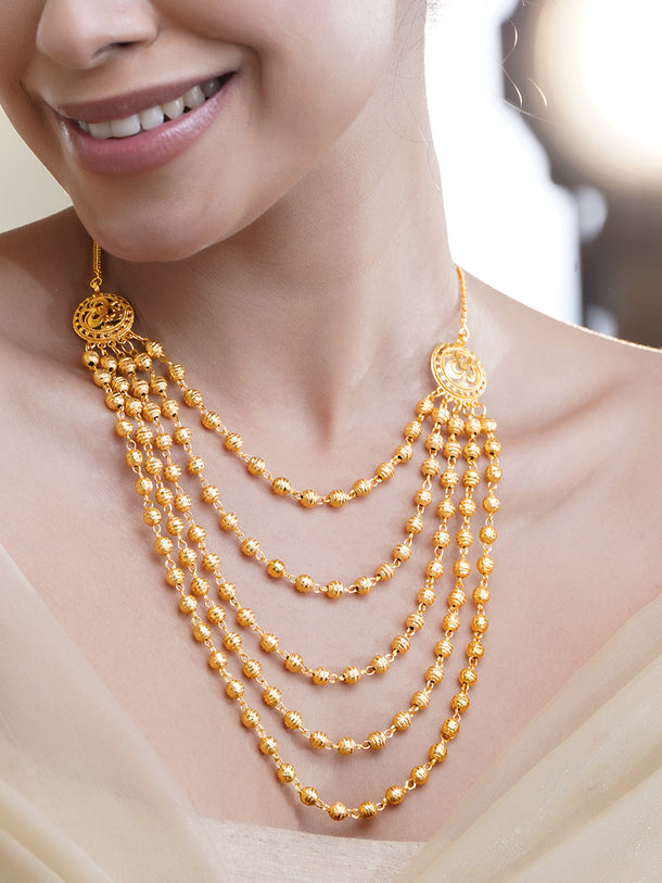 Gold Beaded Layered Necklace