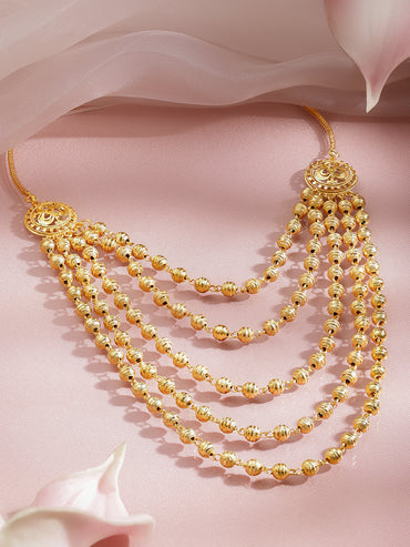 Gold Beaded Layered Necklace