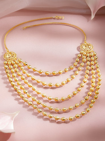 Gold Beaded Layered Necklace