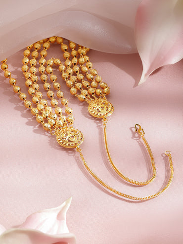 Gold Beaded Layered Necklace