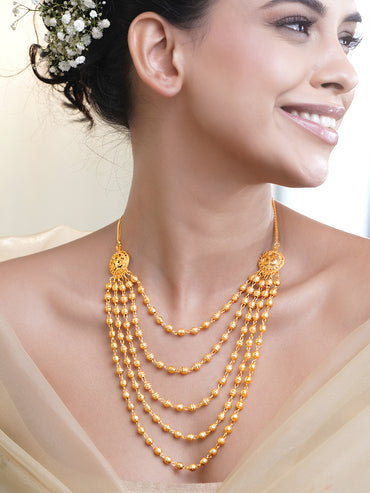 Gold Beaded Layered Necklace