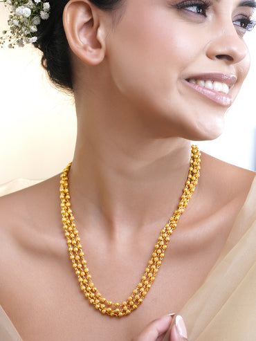 Traditional Gold Beaded Layered Necklace