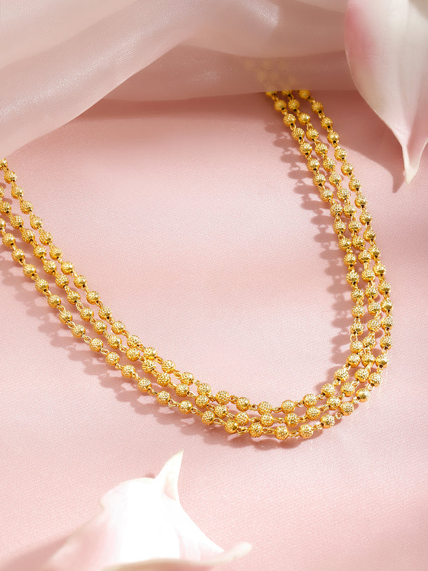 Traditional Gold Beaded Layered Necklace