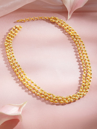 Traditional Gold Beaded Layered Necklace