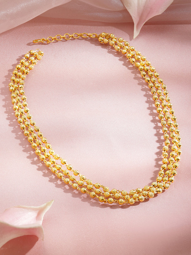 Traditional Gold Beaded Layered Necklace