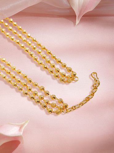 Traditional Gold Beaded Layered Necklace