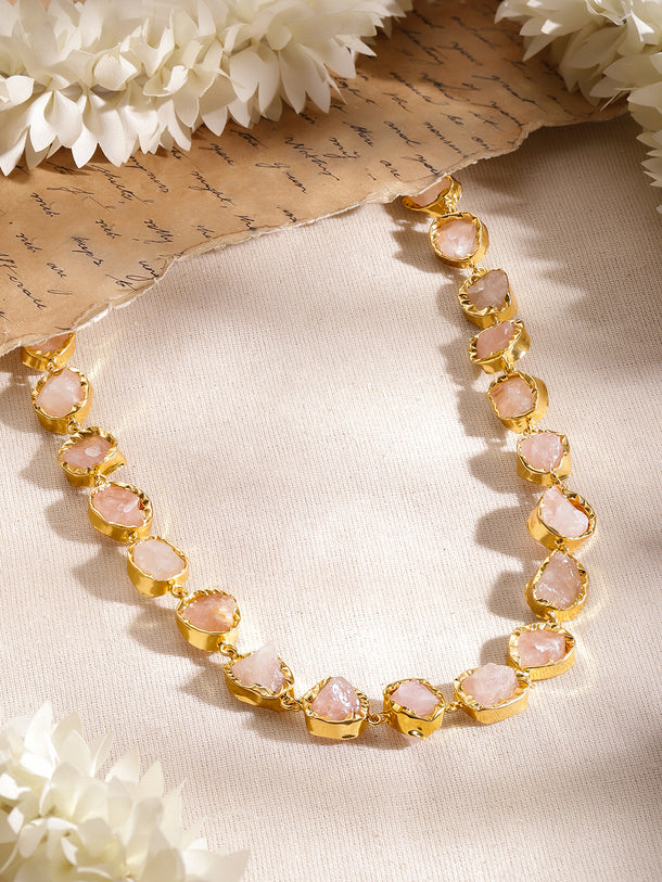Pink Crystal Gold Toned Necklace