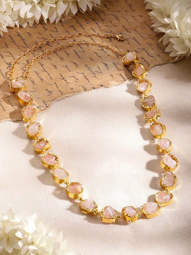 Pink Crystal Gold Toned Necklace