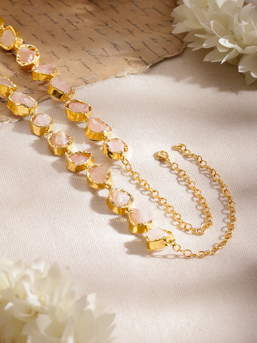 Pink Crystal Gold Toned Necklace