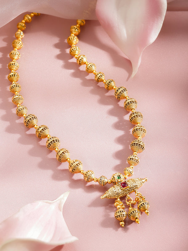 Rubans Women 18K Gold Plated Brass Beaded Necklace