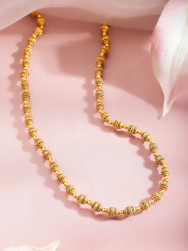 Traditional Gold Beaded Long Necklace