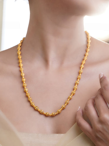 Traditional Gold Beaded Long Necklace
