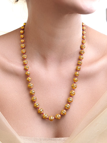 Rubans 18K Gold Plated Brass Golden Beaded Necklace