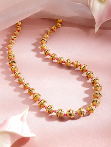 Rubans 18K Gold Plated Brass Golden Beaded Necklace
