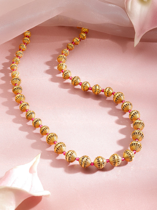 Rubans 18K Gold Plated Brass Golden Beaded Necklace