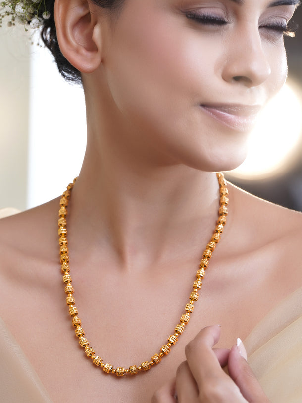 Festive Shine Gold Beaded Necklace