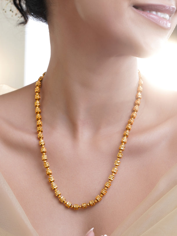 Festive Shine Gold Beaded Necklace