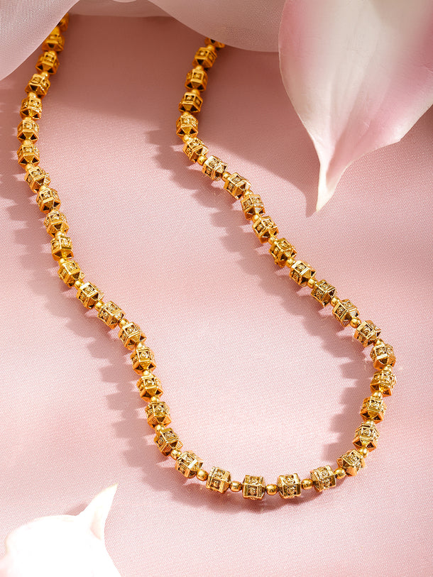 Festive Shine Gold Beaded Necklace