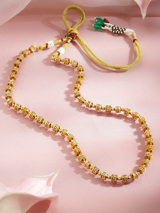 Festive Shine Gold Beaded Necklace