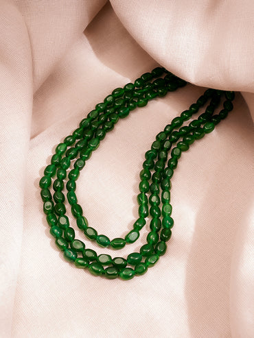 Multi Layer Green Semi Precious Bead Necklace