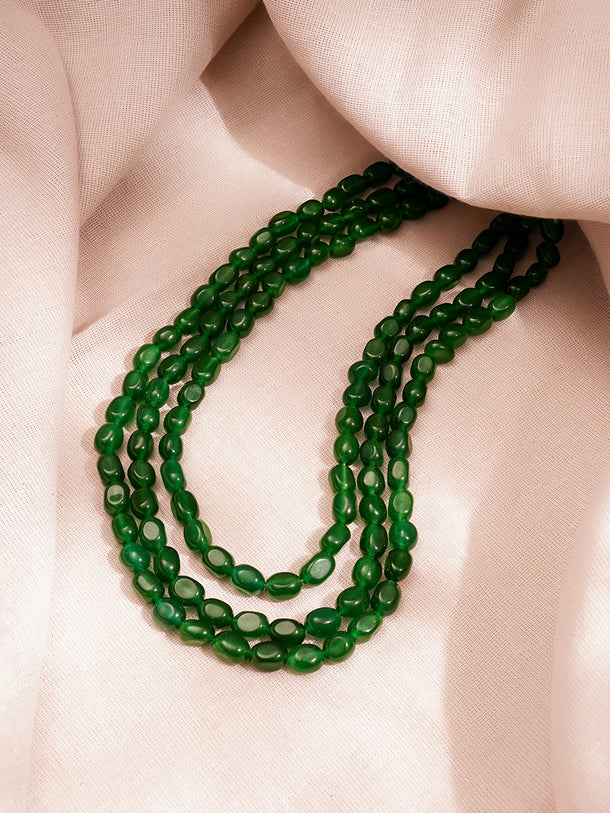 Multi Layer Green Semi Precious Bead Necklace