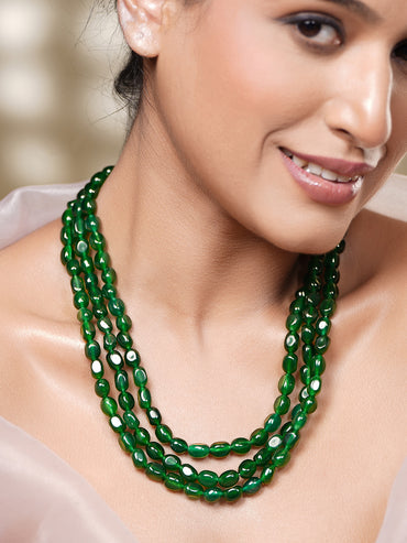 Multi Layer Green Semi Precious Bead Necklace