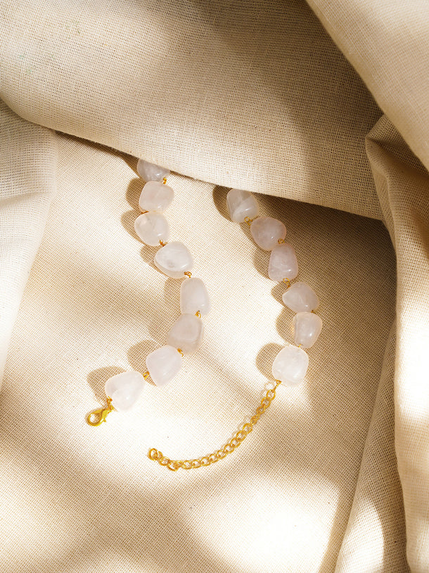 Women Crystal Floral Moonstone Inspired Statement Beaded Necklace