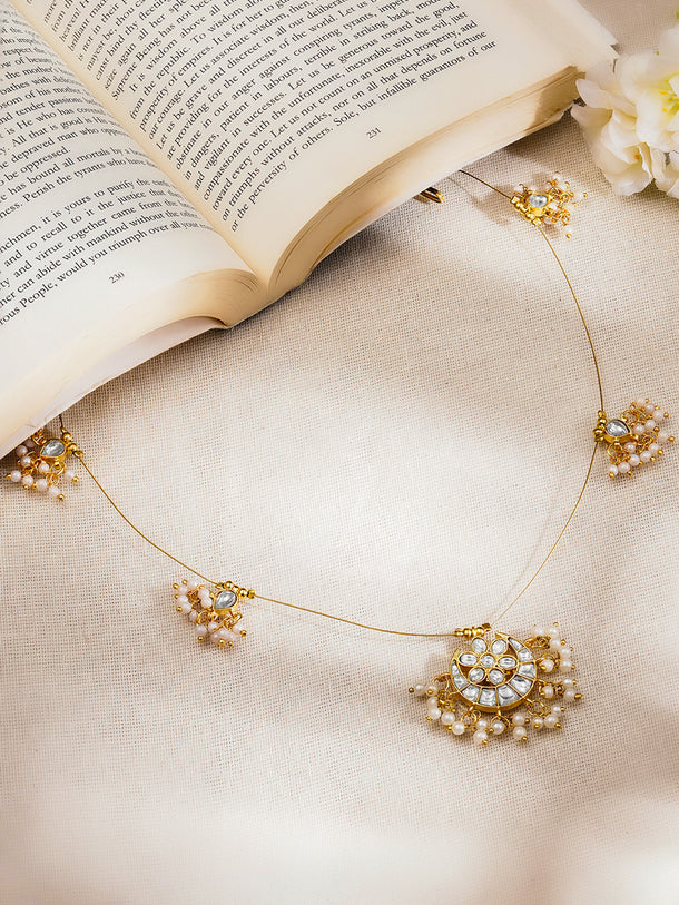 Floral Kundan Pearl Cluster Necklace Set