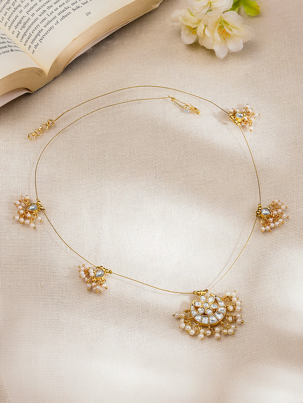 Floral Kundan Pearl Cluster Necklace Set