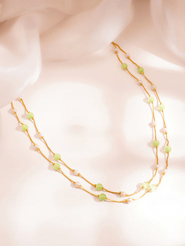 Minimal Pastel Beaded Gold Layer Chain
