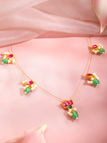 Lotus Motif Kundan Statement Necklace