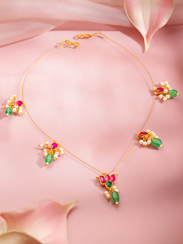 Lotus Motif Kundan Statement Necklace