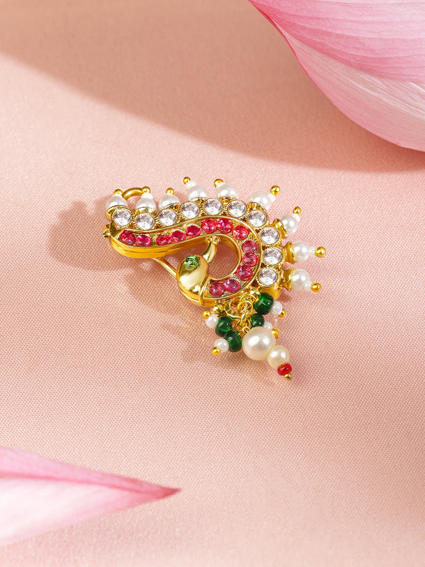 Pink & Green Artful Nose Pin
