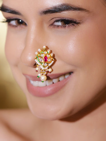 Vivid Hues Kundan Nose Pin