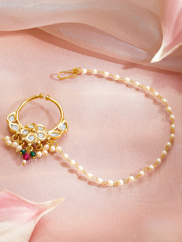 Bridal Edit Pearl Green Pink Nose Pin