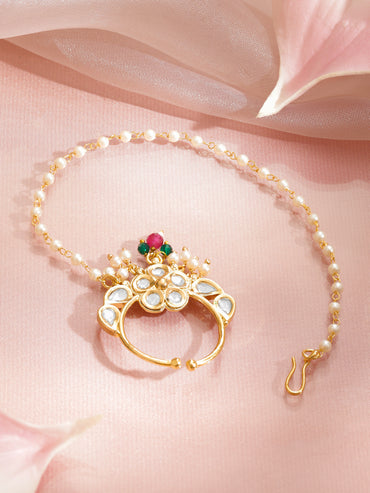 Bridal Edit Pearl Green Pink Nose Pin