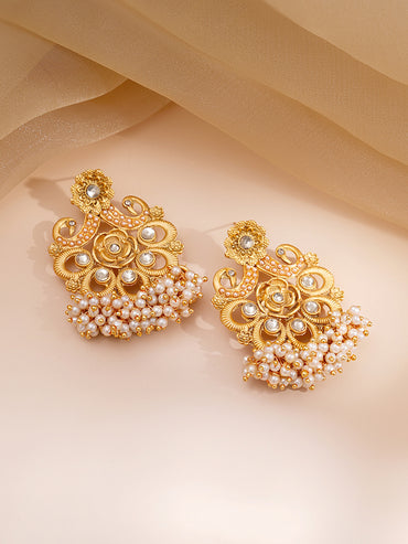Pearl beaded Kundan Long Necklace Set