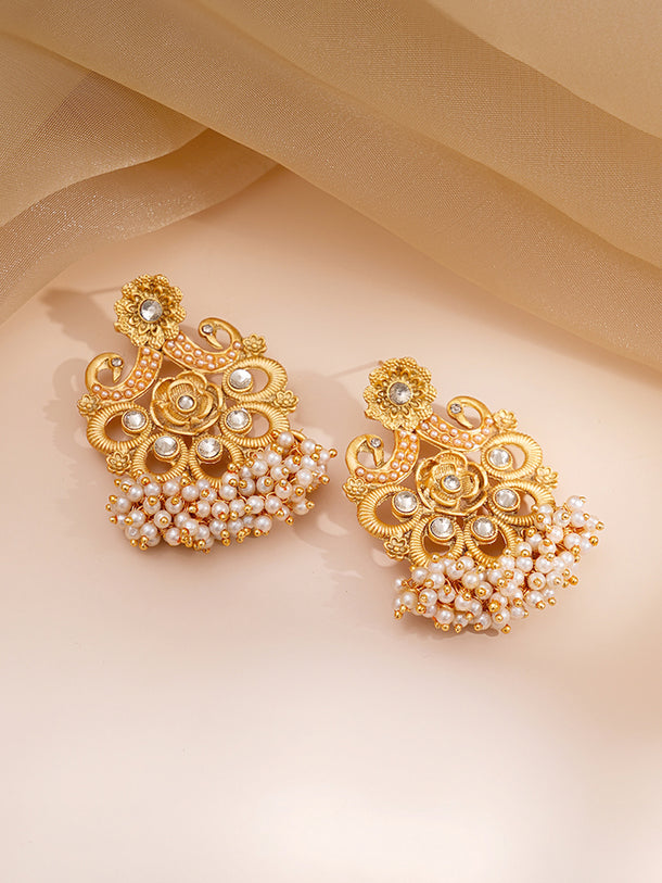 Pearl beaded Kundan Long Necklace Set