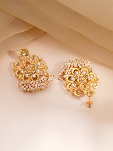 Pearl beaded Kundan Long Necklace Set