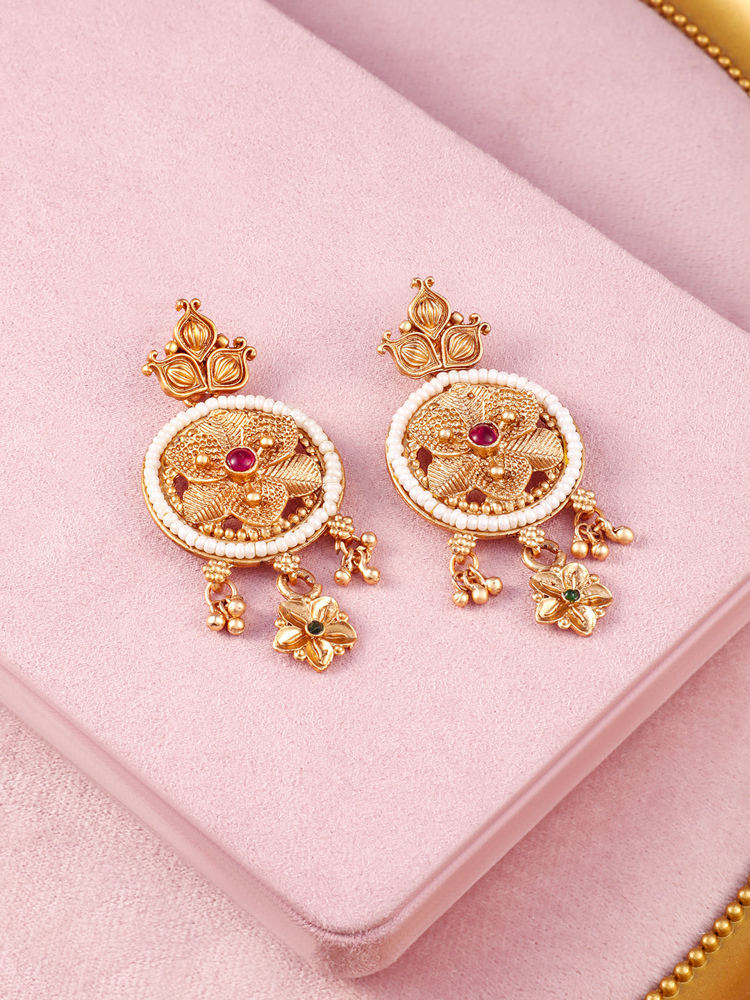 Multicolor Beaded Floral gold Necklace Set