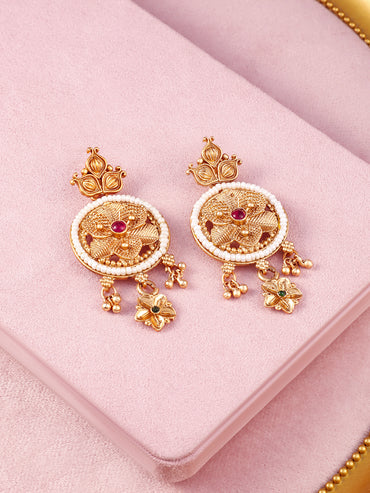 Multicolor Beaded Floral gold Necklace Set